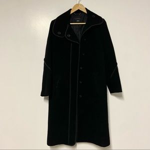 mango wool blend snap button black exposed trim coat Size Small